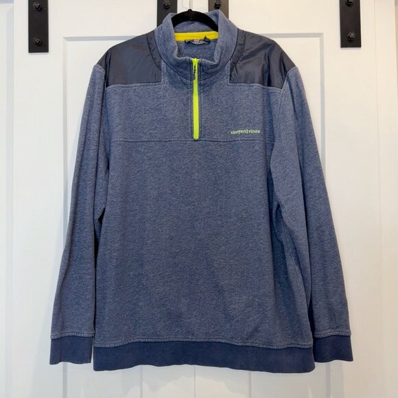 Vineyard Vines Men’s XXL Shep Shirt Navy 1/4 Zip Pullover Performance Fleece Top - Picture 2 of 11